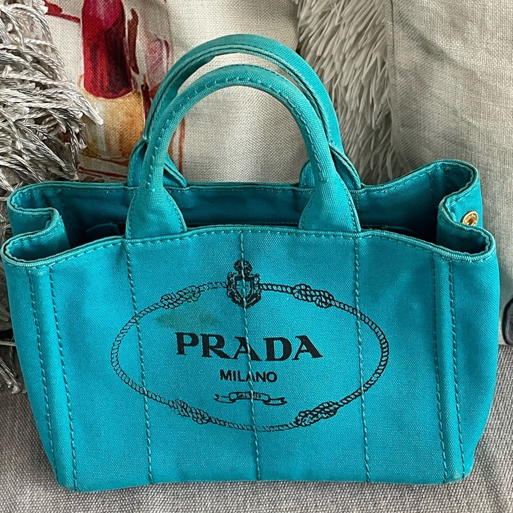 PRADA CANAPA IN A GORGEOUS TEALISH BLUE